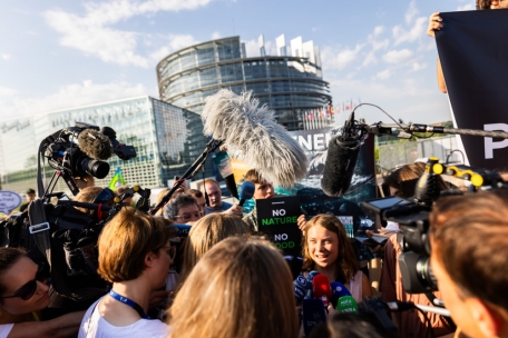 Als Fürsprecherin war auch die Klimaaktivistin Greta Thunberg zum Europäischen Parlament nach Straßburg gekommen