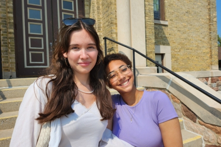 Student journalists Lainey Halsdorf and Lisa Schreiner