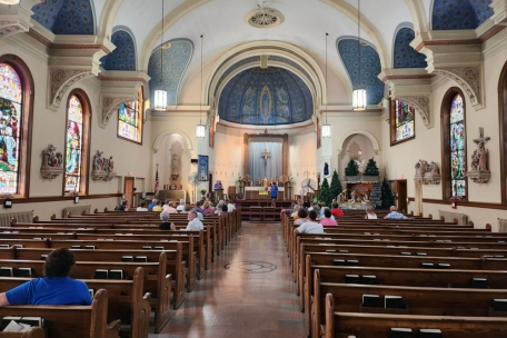 After Mass Kevin Wester introduced guests to the history of the magnificent clergical building