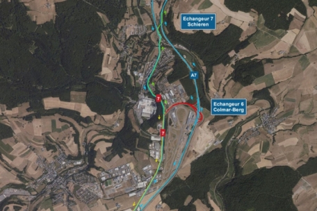 Die Umleitungen vom 8. bis zum 11. September am Autobahnkreuz Colmar-Berg