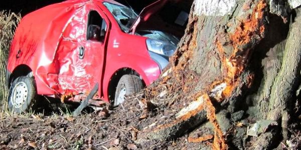 Auto prallt gegen Baum